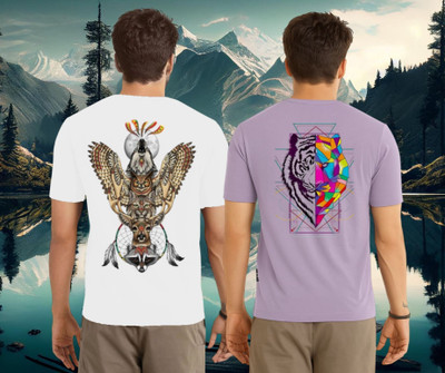 Lecowar Graphic Print Men Round Neck White, Purple T-Shirt