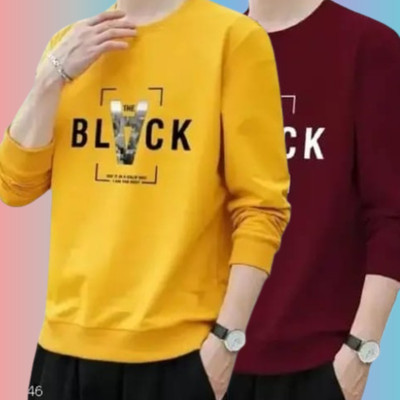 AXXITUDE Printed Men Yellow, Maroon T-Shirt(Pack of 2)