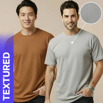 Fashion Globe Self Design Men Brown T-Shirt