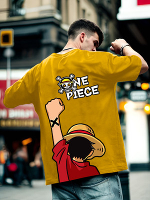 Heartees Graphic Print Men Round Neck Yellow T-Shirt