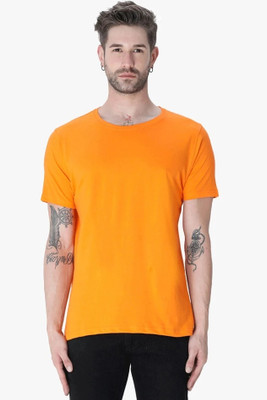 SplashStyle Solid Men Round Neck Orange T-Shirt