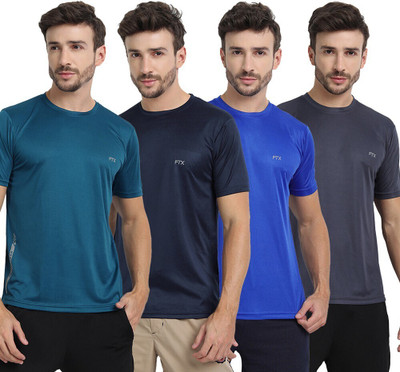 FTX Solid Men Round Neck Multicolor T-Shirt