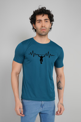 FABVIO PLUS Printed Men Round Neck Blue T-Shirt