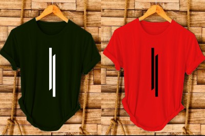 PARA HILLS Printed Men Round Neck Dark Green, Red T-Shirt