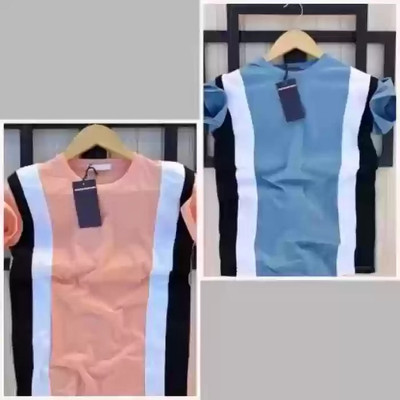 Striped Men Pink, Blue T-Shirt(Pack of 2)