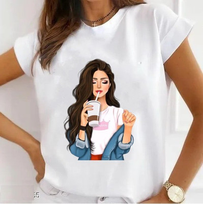 JSIYA Printed Women Round Neck White T-Shirt