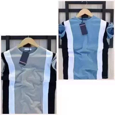 Striped Men Blue, Grey T-Shirt