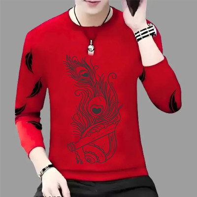 True Basket Printed Men Round Neck Red T-Shirt