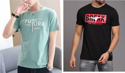 Pachirisu Printed Men Round Neck Light Green, Black T-Shirt