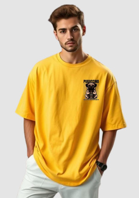 UrGear Printed Men Round Neck Yellow T-Shirt