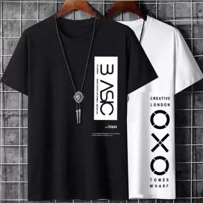 Printed Men White, Black T-Shirt