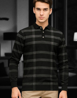 Autna Printed Men Polo Neck Black T-Shirt