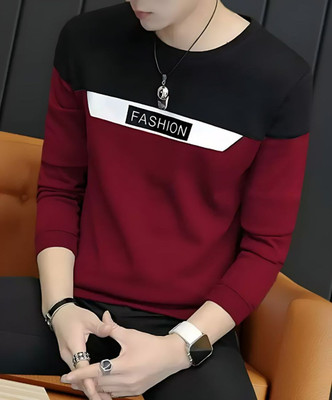 Autna Printed, Typography Men Round Neck Maroon T-Shirt