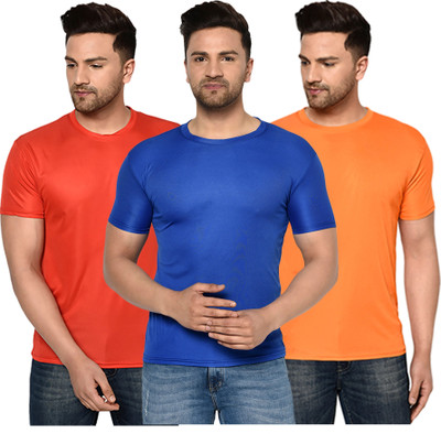 ACENTEO Solid Men Round Neck Multicolor T-Shirt