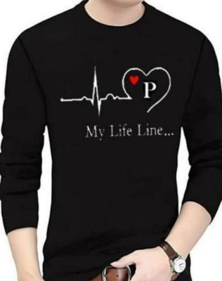 ALIVE Printed Men Round Neck Black T-Shirt