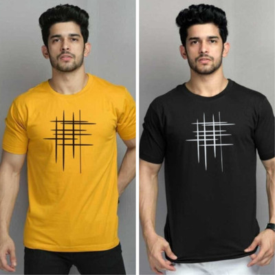 Jaqque Printed Men Round Neck Multicolor T-Shirt