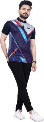 dhaari by unique creation Printed Men Round Neck Dark Blue T-Shirt