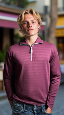BRIGHTKRAFTS Striped Men Polo Neck Maroon T-Shirt