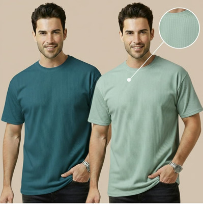 Fashion Globe Striped Men Green, Dark Green T-Shirt
