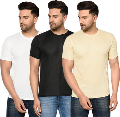 ACENTEO Solid Men Round Neck Multicolor T-Shirt