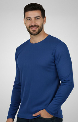 Cruister Solid Men Round Neck Dark Blue T-Shirt
