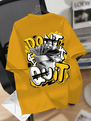 Manly Tees Typography Men Round Neck Yellow T-Shirt