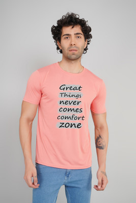 FABVIO PLUS Typography Men Round Neck Pink T-Shirt