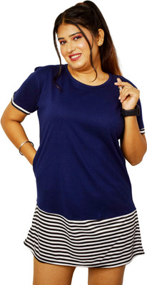 pinkshell Solid Women Round Neck Blue T-Shirt