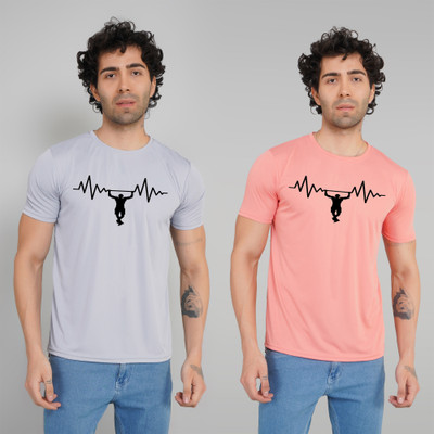 FABVIO PLUS Printed Men Round Neck Multicolor T-Shirt