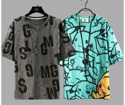 TIKI TEE FEB Graphic Print Men Round Neck Black, Blue T-Shirt