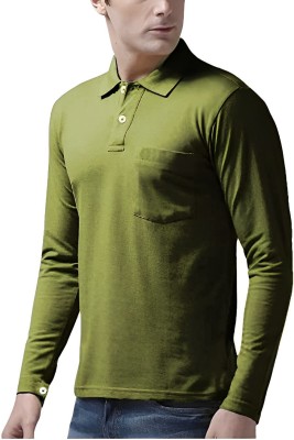 Reoutlook Solid Men Polo Neck Green T-Shirt