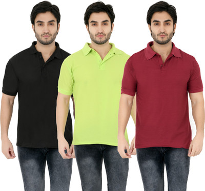 KEOTI Solid Men Polo Neck Maroon T-Shirt