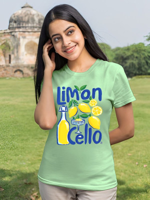 Parona Printed Women Round Neck Green T-Shirt