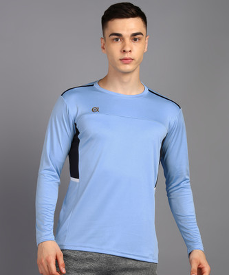 Moda Rapido Solid Men Round Neck Light Blue T-Shirt