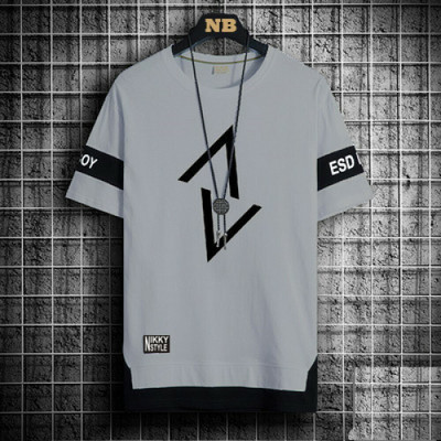 NB NICKY BOY Printed Men Round Neck Grey T-Shirt