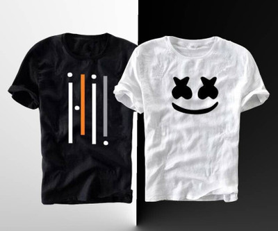 wike denims Printed Men Round Neck Multicolor T-Shirt