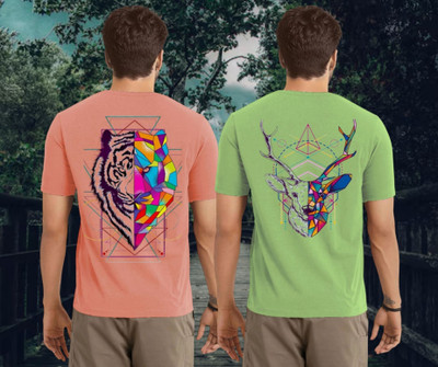 Kasendra Graphic Print Men Round Neck Pink, Green T-Shirt