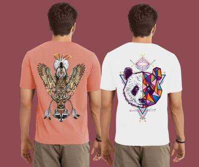 Kintu Parantu Graphic Print Men Round Neck Pink, White T-Shirt