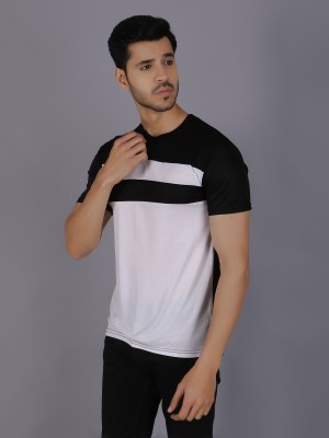 PICKURTEE Solid Men Round Neck Black, White T-Shirt