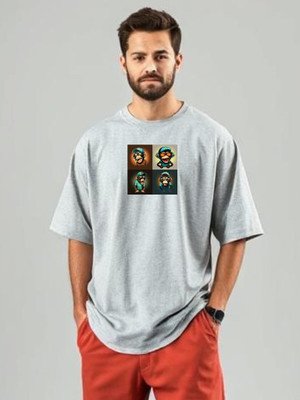 UrGear Printed Men Round Neck White T-Shirt