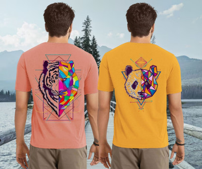 Parona Printed Men Round Neck Pink, Yellow T-Shirt