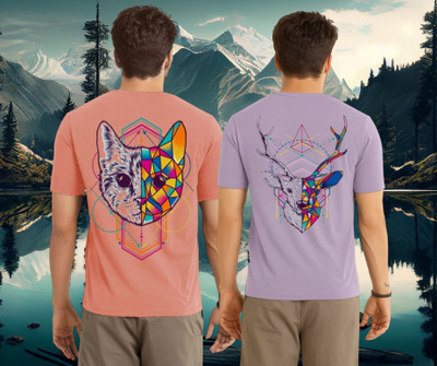 Lecowar Printed Men Round Neck Pink, Purple T-Shirt