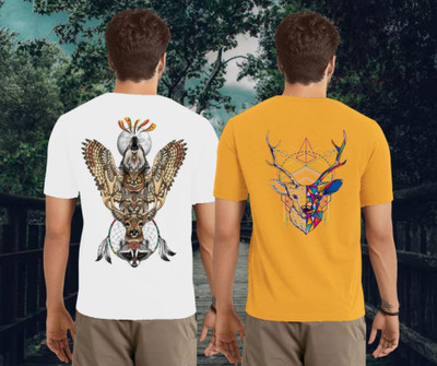 Kasendra Graphic Print Men Round Neck White, Yellow T-Shirt