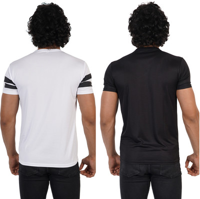 Jaqque Printed Men Round Neck White, Black T-Shirt