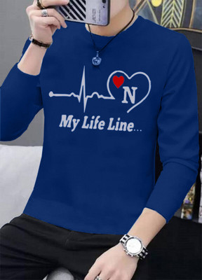 Azy Fabrics Typography Men Round Neck Dark Blue T-Shirt