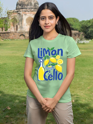 Kasendra Printed Women Round Neck Green T-Shirt