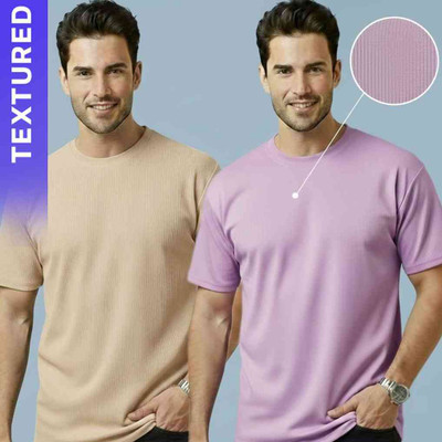 Fashion Globe Solid Men Beige T-Shirt