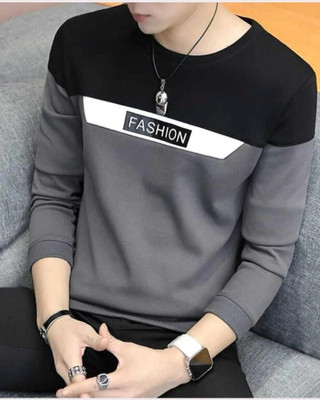 CROSSSTICH Printed Men Round Neck Grey T-Shirt