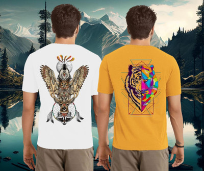 Lecowar Graphic Print Men Round Neck White, Yellow T-Shirt