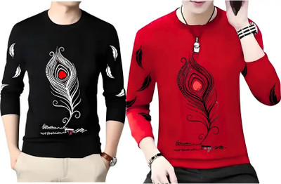 Zoby Printed Men Round Neck Multicolor T-Shirt